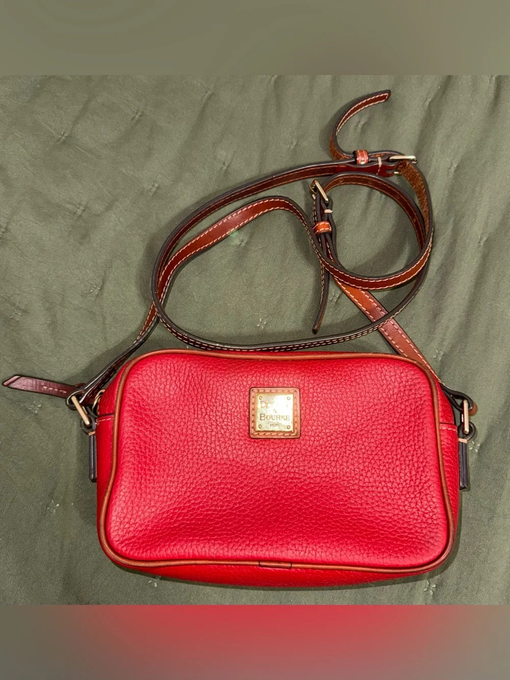 Vintage Dooney & Bourke Red Pebbled Leather Crossbody Bag